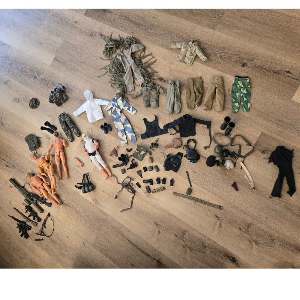GI Joe Hasbro 12" Action Figure Lot Military Weapons Uniforms Accessories